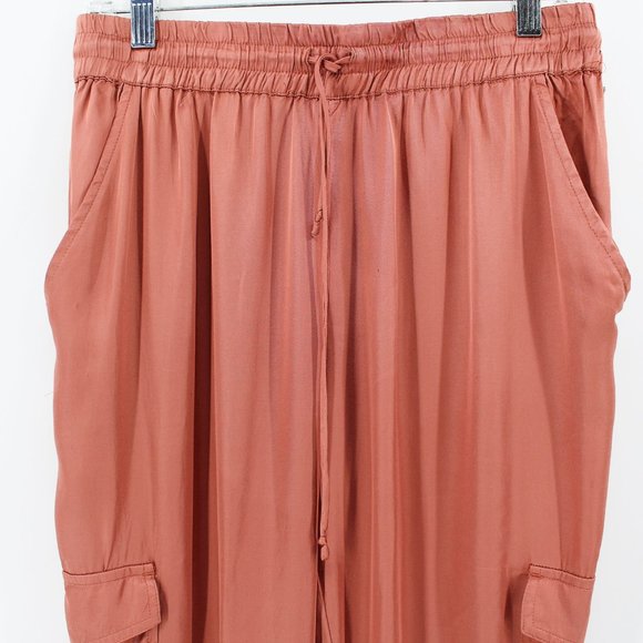 Young Fabulous & Broke Cargo Pants Silky Satin Joggers Drawstring M - Picture 2 of 14